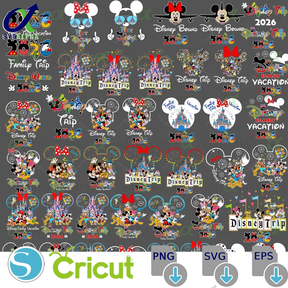 Family Vacation 2026 Png Bundle Matching Cartoon Group Outfits Mickey Minnie Castle Png Family Trip 2026 Png Magical Kingdom Png